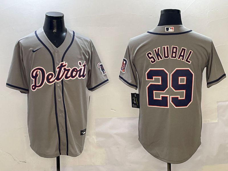 Men Detroit Tigers 29 Skubal Grey Game 2025 Nike MLB Jersey style 3121